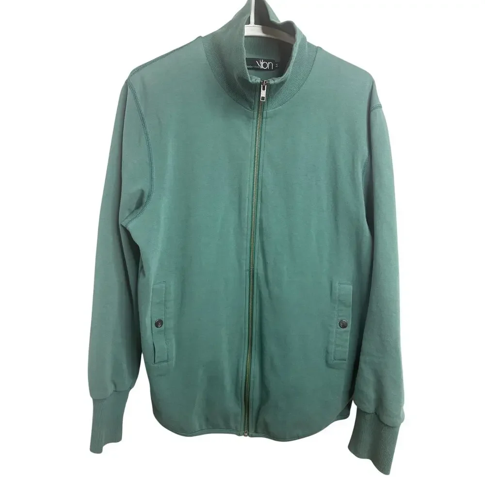 Vicarious By Nature VBN Men's Green Full Zip Organic Cotton Sweater Medium